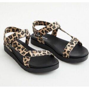 Torrid Sandals Womens Animal Print Hook & Loop Black Neutral